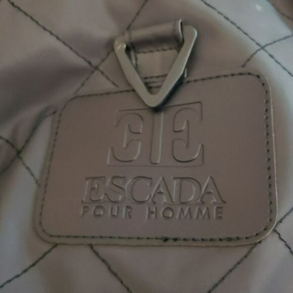 Vintage ESCADA Pour Homme Duffle Travel Bag Gym Bag Navy Blue - Picture 3 of 13